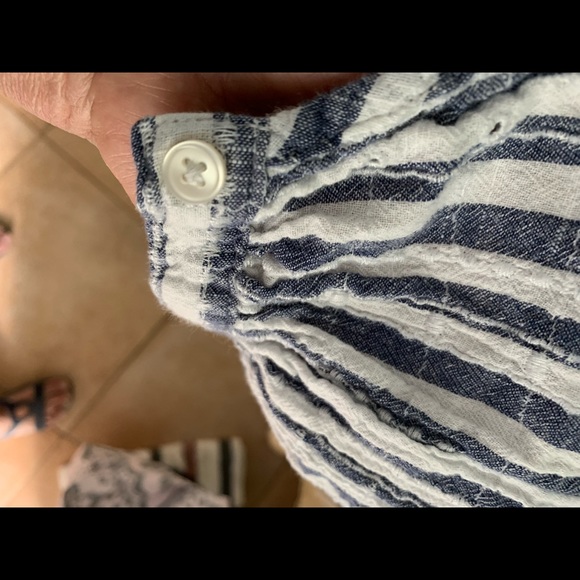 Navy and white strip peasant shirt Size 20, XXL - Picture 4 of 6